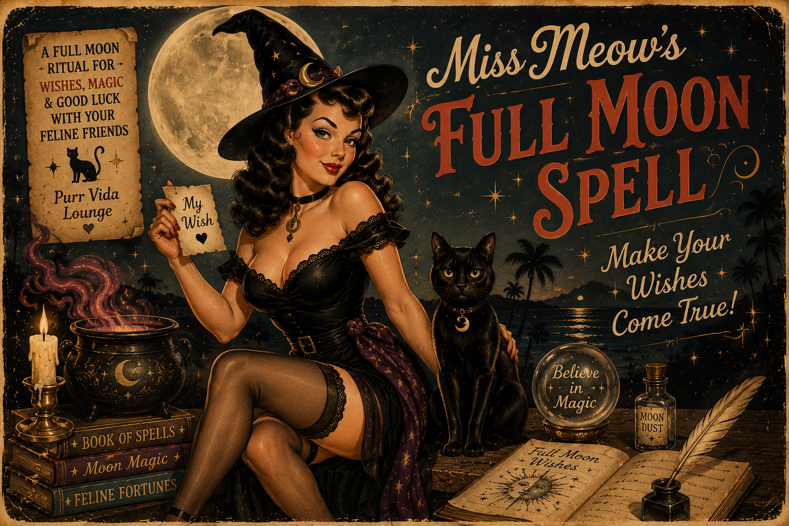 Miss Meow's Full Moon Spell: Make Your Wishes Come True!